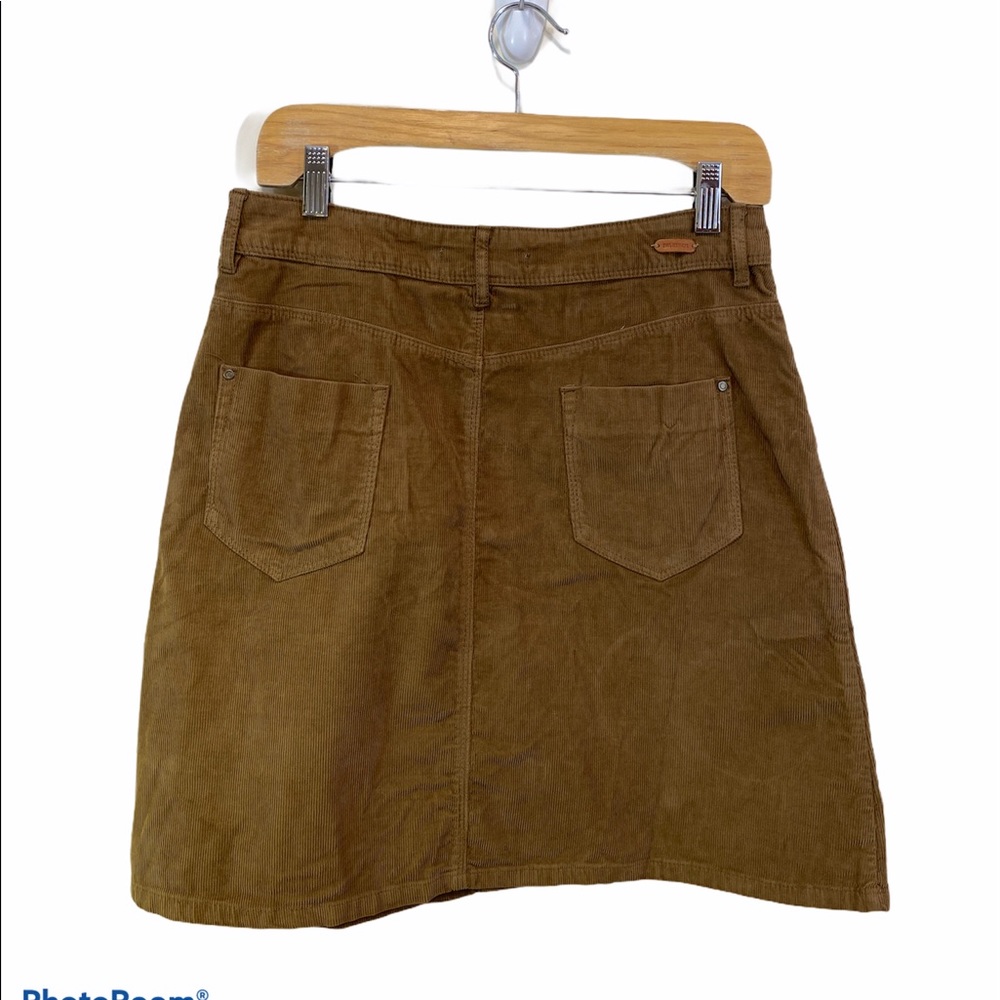 Nwt Zara Corduroy Button Up Skirt Brown Large - image 5